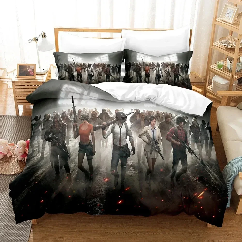 Linen Duvet Cover - 3D Print Game Battlegrounds PUBG Gedrukt