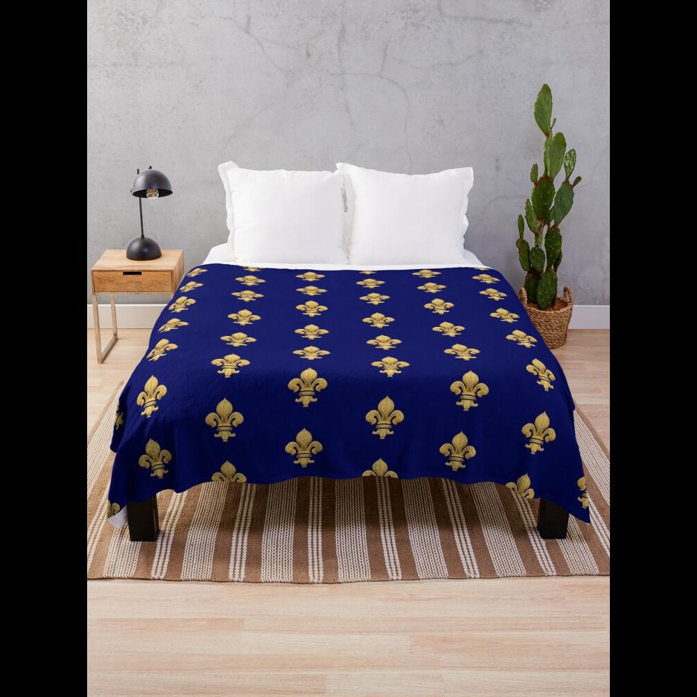 Home Textiles Throw - Royal Fleur de Lys Blue Throw