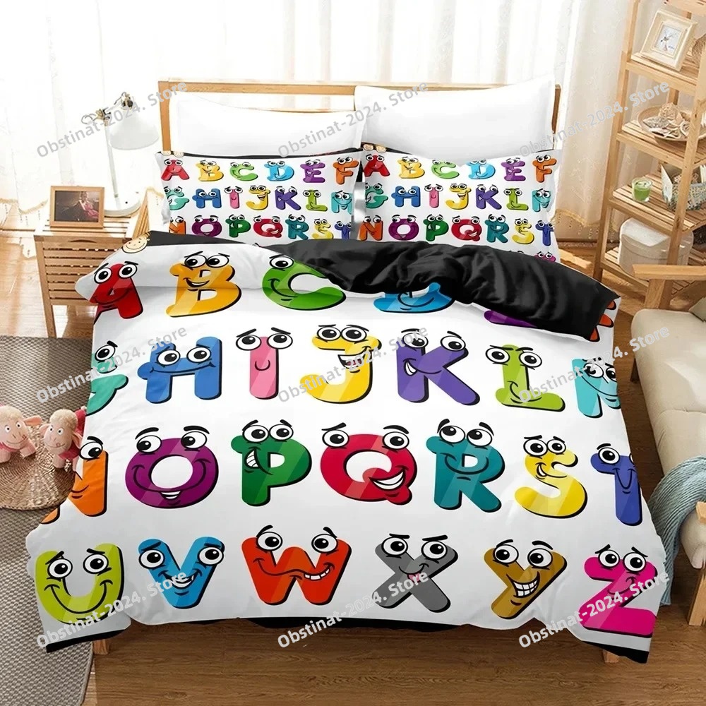 Linen Duvet Cover - 2023 Alphabet Lore Beddengoedset Enkel Twin