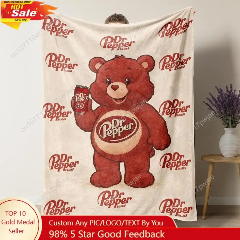 Home Textiles Throw - Dr Pepper Bear Flanel Gooi Deken
