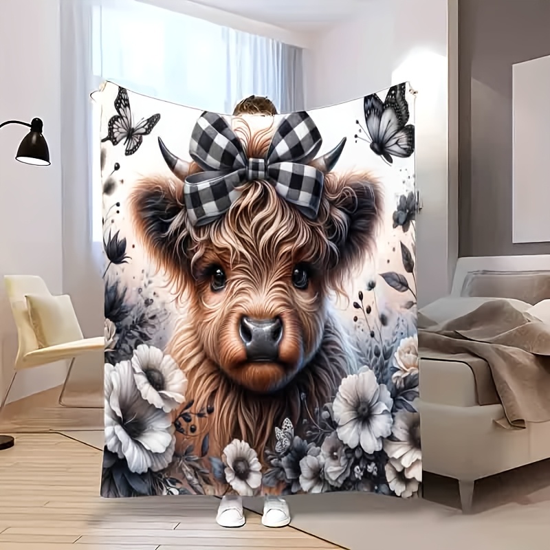 Highland Home Textiles - Highland Cow geruite deken - schattig