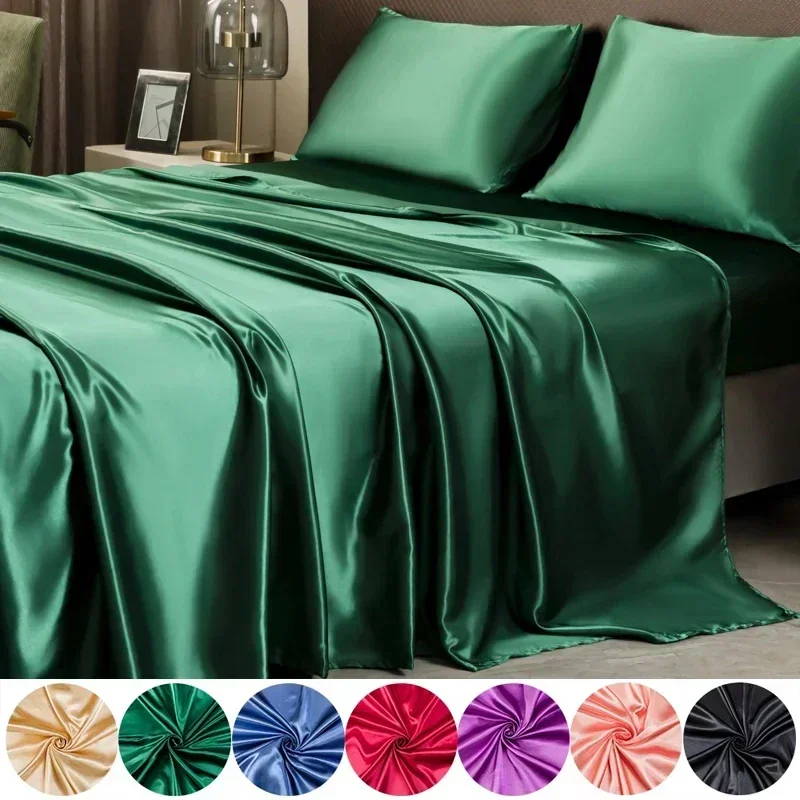 Silk Sheet Set - 2/3PCS Luxe Satijnen Hoeslaken Set Zacht