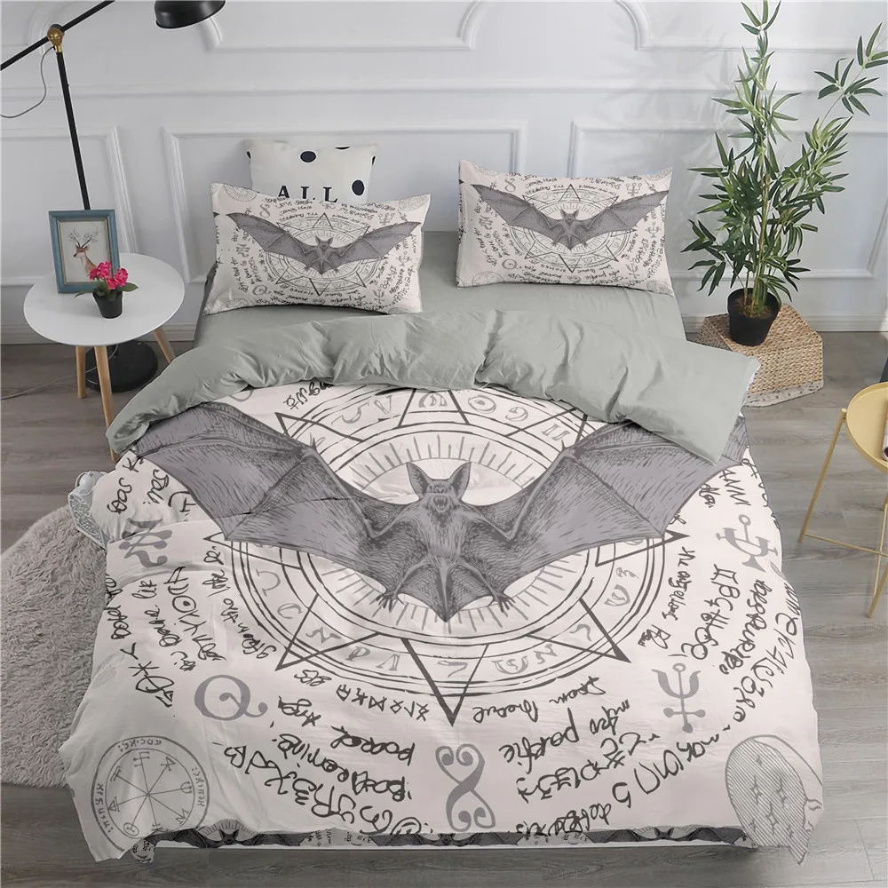 Linen Duvet Cover - Halloween Vliegende Vampier Beddengoed Set Vleermuizen