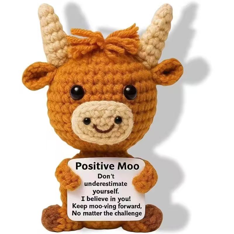 Highland Home Textiles - Schattig Highland Koe Emotionele Steunpop, Handgebreid
