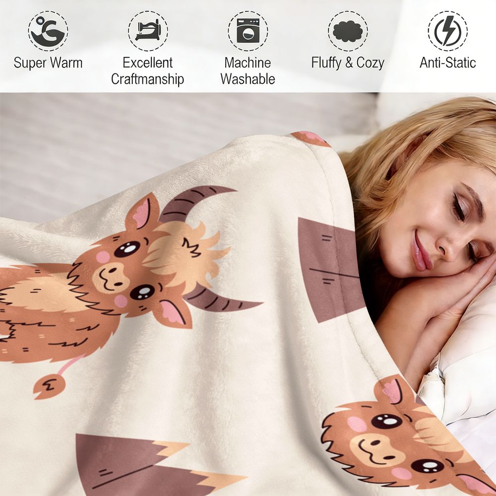 Leuke Highland Cow Print Flane - Highland Home Textiles recensie en prijs
