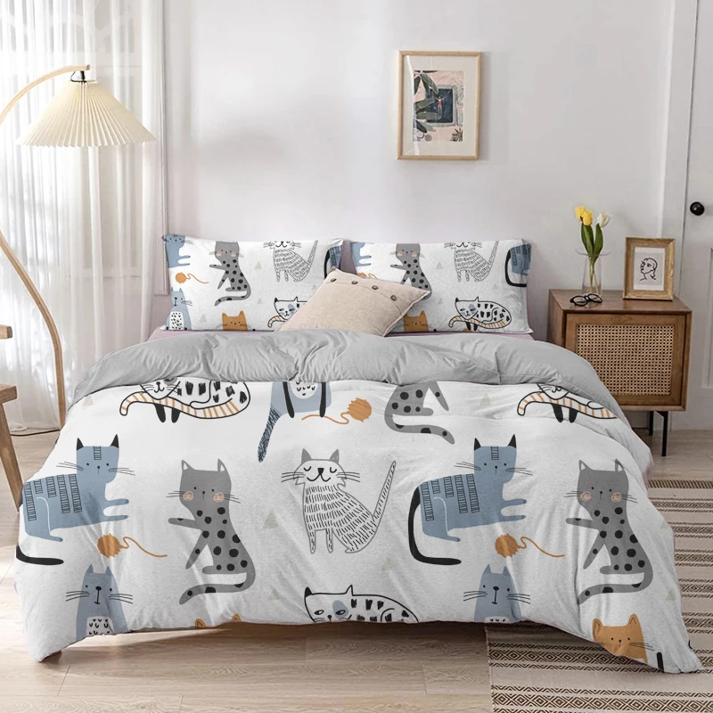 Cartoon Kat Dekbedovertrek Set - Linen Duvet Cover recensie en prijs