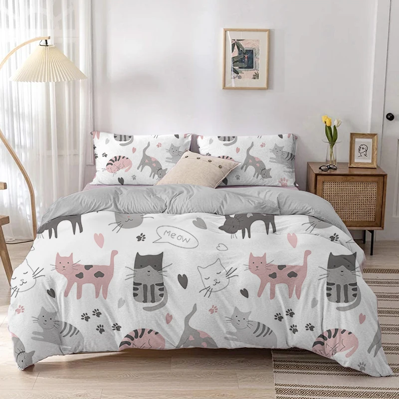 Cartoon Kat Dekbedovertrek Set - Linen Duvet Cover recensie en prijs