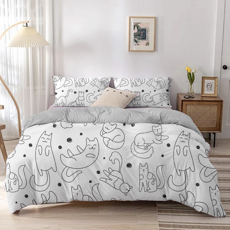 Cartoon Kat Dekbedovertrek Set - Linen Duvet Cover recensie en prijs
