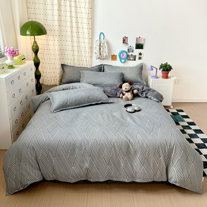 4-delige grijze geometrische b - Linen Duvet Cover recensie en prijs
