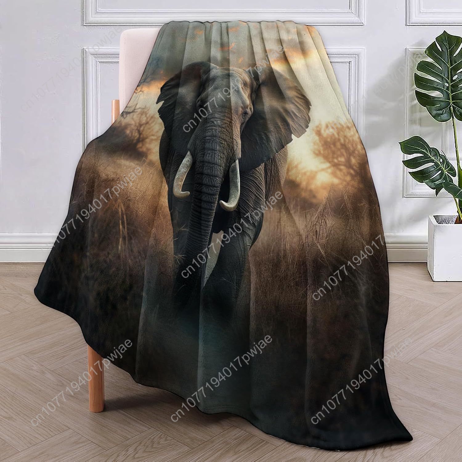 Fleece deken met olifant, real - Home Textiles Throw recensie en prijs