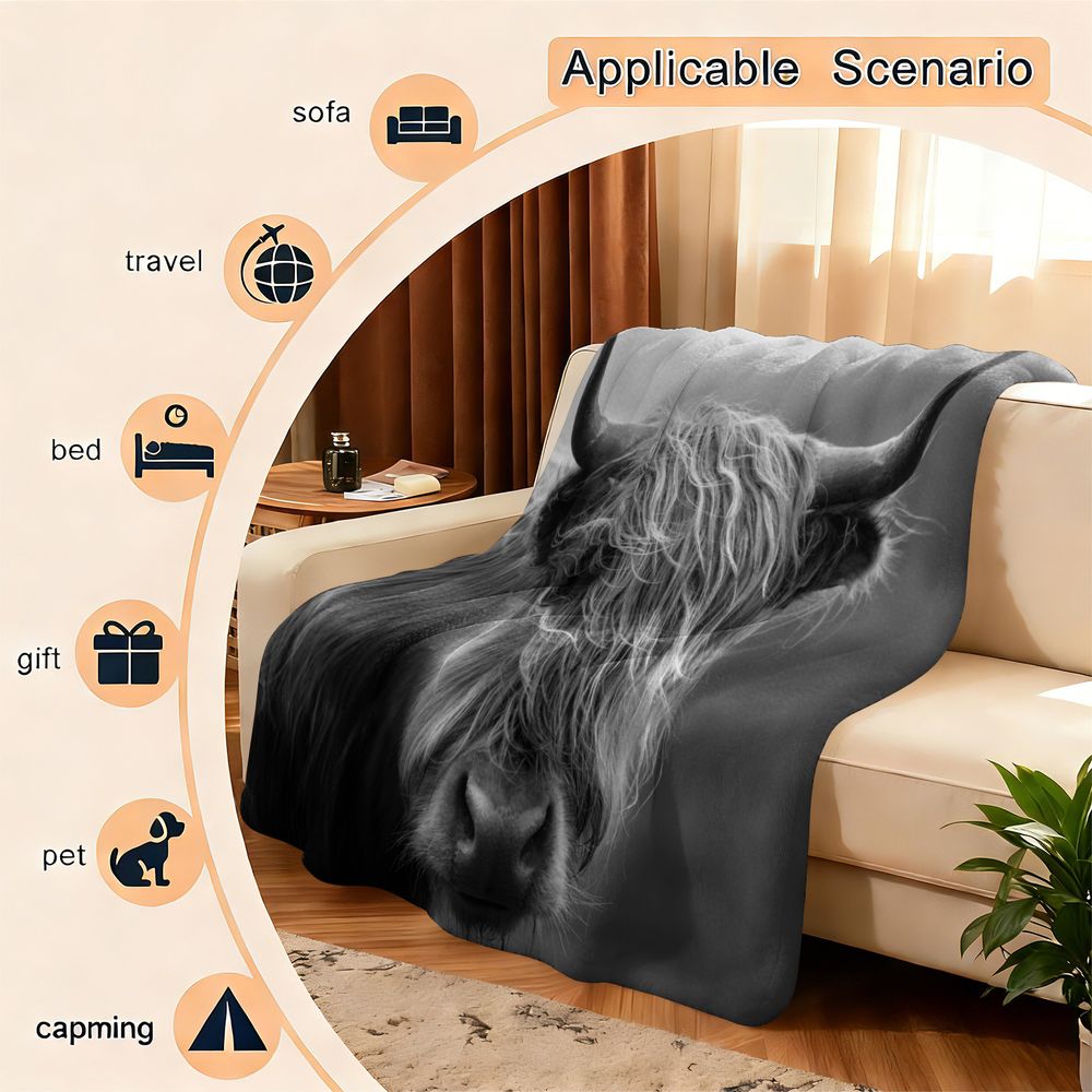 Highland Cow Throw Deken Flane - Highland Home Textiles recensie en prijs