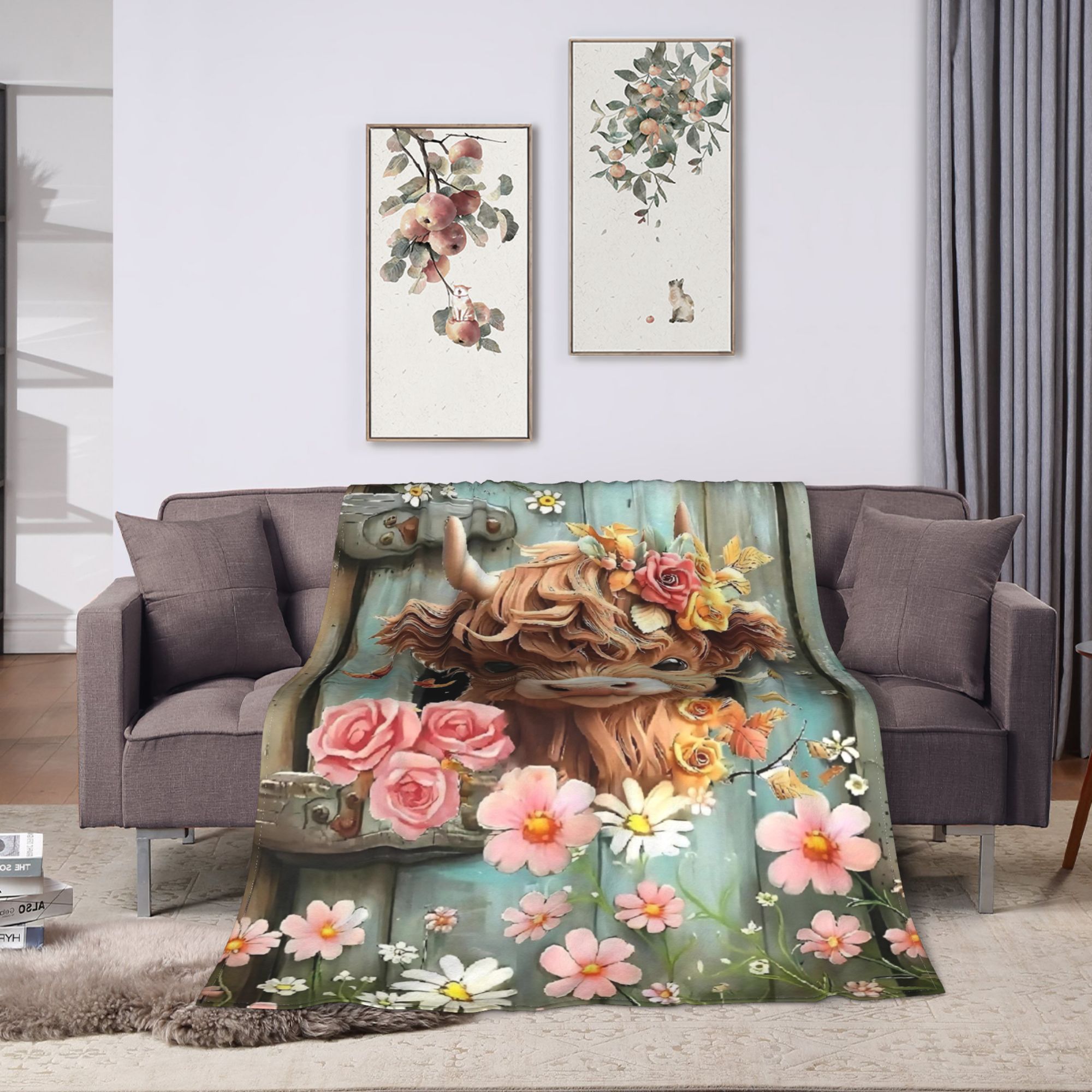 Highland Cow Boho Bloemendeken - Highland Home Textiles recensie en prijs