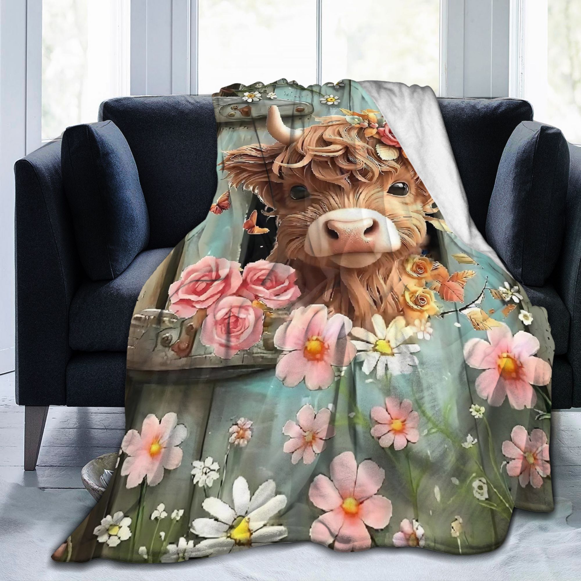Highland Cow Boho Bloemendeken - Highland Home Textiles recensie en prijs